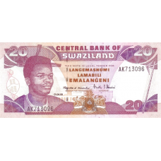 P25c Swaziland (Eswatini) - 20 Emalangeni Year 1998